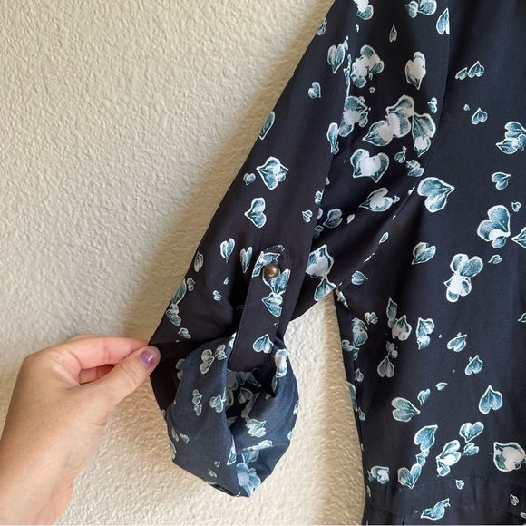 Maison Jules Blue Button Front Long Sleeve Dress Size Small - Picture 2 of 8